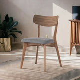 Mid-Century Walnut Finished Frame Upholstered Dining Chairs (Set of 2) (Dark Grey)