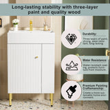 21.6" White Bathroom vanity, Combo Cabinet, Bathroom Storage Cabinet, Single Ceramic Sink, Right Side Storage