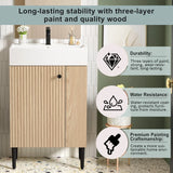21.6" Wood Bathroom vanity, Combo Cabinet, Bathroom Storage Cabinet, Single Ceramic Sink, Right side storage