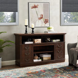 Retro TV Stand with Storage for TVs up to 65'', Mid Century Modern TV Stand & Entertainment Center with Shelf,TV Stand for Media,TV Console Table for Living Room Espresso 60"W*15.75"D*34.25"H