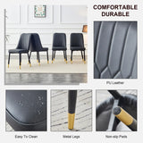 Modern dining chairs, equipped with PU artificial leather backrest cushions and black metal legs, suitable for restaurants, kitchens, and bedrooms. Set of 4 pieces (black+PU leather)C-007