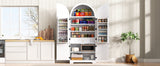 K&K 72" Tall Arched Kitchen Pantry Cabinet with 8 Door Shelves, Fluted Storage Cabinets with 3 Adjustable Shelves, Hidden Drawer, Versatile Cupboard for Kitchen, Dining & Bath Room, White