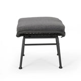 Montana Faux Rattan Outdoor Patio Ottoman with Cushion (Set of 2)