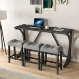 Bar Table Set with Power Outlet, Bar Table and Chairs Set, 4 Piece Dining Table Set, Industrial Breakfast Table Set, for Living Room, Dining Room, Game Room