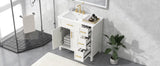 36" Bathroom Vanity with Sink Top, Bathroom Vanity Cabinet with Two Doors and Three Drawers, Solid Wood , MDF Boards ,One Package, White (Old Sku:WF319757AAK)
