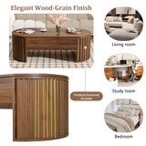 U-Can 47.2''Lift Top Coffee Table with Hidden Compartment, Partially Assembled Wooden Center Table, Modern Oval Lift Tabletop for Home Living Room(OLD SKU: N724P228921D)