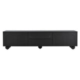 ON-TREND Cream Style TV Stand with Arched Doors & 2 Drawers for TVs up to 75", Minimalist Media Console with Rebound Device, Entertainment Center with 5 Iron Round Legs for Living Room, Bedroom, Black