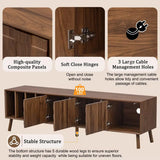 70" Mid-Century Modern TV Stand, Media Console Table for TVs up to 80'', Entertainment Center with 5 Solid Wood Legs for Living Room, Bedroom
