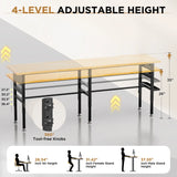 96" Adjustable Workbench with Side Pegboard, Solid Wood Top, 2000 lbs Capacity, Adjustable Height Garage Work Table with Power Outlet, Storage Box, Wheels or Leveling Feet