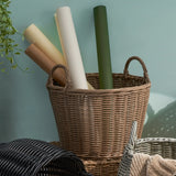 Joseph Round Cone Woven Resin Wicker Basket with Handles - 16" x 16" x 10.5" - Chocolate Brown - For Clothes, Towels, Canvas, Toys, Magazine Storage and Home Decoration