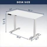 55"×24" White Double Beam Electric Standing Desk Height Adjustable Desk for home and office Standing desk frame with Sliced Board