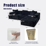 Compression Sectional Couch with Comfy Chaise, Boneless L Shape Sofa with Deep Seat, Minimalist Modular Couches Sleeper for Living Room Bedroom Apartment Lounge,corduroy,Black (102.4x66.9x24.8inch)