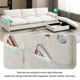 [VIDEO]96.5'' L-Shaped Sectional Sofa with Storage Ottoman and Pockets, Adjustable Phone Holder, USB Charger, Elephant Ear-Shaped Armrests, Comfy Seat for Living Room&Apartment, Chenille, 3 Colors