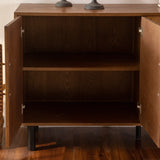 59.84" Gold-Toned 4-Door Sideboard Buffet Cabinet - Solid Wood & MDF Arched Door Storage Console Table for Dining Room/Living Room