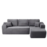 104" Cloud Sectional Sofa with L-Shape Chaise and Side Pockets , Modern Modular Design, Deep Seating, Upholstered Couch for Living Room/Bedroom, No Assembly Required (Plush Fabric), Grey,Right