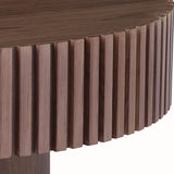 31.49'' Round Coffee Table Small Coffee Table for Apartment, Modern Living Room Coffee Table with Sturdy Pedestal,WALNUT (Same Sku:W876P243947)