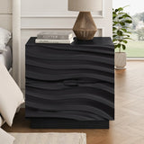 Solid Wood Nightstands Set of 2, Bedside Table with 2 Drawers, No Handles, Sofa End Table for Living Room, Bedrooms,Black