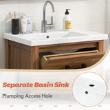24'' Bathroom Vanity with Ceramic Basin Sink, Modern Bathroom Storage Cabinet with 3 Drawers, Freestanding Bathroom Vanity Cabinet with Single Sink (Same as SW000108AAP)