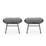 Montana Faux Rattan Outdoor Patio Ottoman with Cushion (Set of 2)