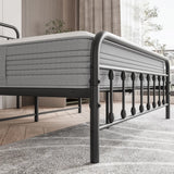 Metal Platform Bed Frame, Victorian Style Headboard/Footboard/Under Bed Storage/No Box Spring Needed/Full Size Black