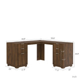L Shaped Desk,Computer Desk with Drawers,Bookshelf,Modern Corner Desk,Home Office Desk,L-Shaped Study Table Writing Desk,Corner Gaming Computer Desk with Storage