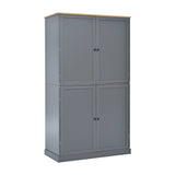 [Assembly Video Provided]TOPMAX 40.2x20x71.3inch High Freestanding Kitchen Pantry Large Cupboard Storage Cabinet with 2 Drawers, 2 Adjustable Shelves, 8 Door Shelves for Kitchen, Dining Room,Gray