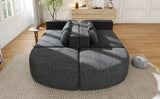 Boneless Couch Modular Sectional Sofa 114.9" Free-combined Sofa Couch Sofa Bed Compression Sofa with Deep Seating and Curved Design for Living Room, Black