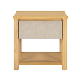 Wood Nightstand,Modern Nightstands with Drawer, Farmhouse Bedside Table for Bedroom Living Room ,MP2(set of 2) Natural&Beige Color