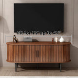 TV Stand, 47" Modern TV Console Table with Storage Compartment and Sliding Door, Gaming Entertainment Center with Cabinet for Living Room, Bedroom, Office (Walnut)
