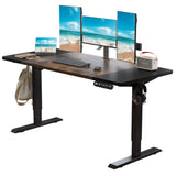 63"×30" Height Adjustable Electric Standing Desk Height Stand Up Computer Desk,Sit and Stand Home Office Desk with Splice Board (black& brown desktop+single motor black frame)