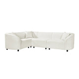 104" L-Shaped Curved Contemporary Sectional Sofa in Beige: Plush 4-Seater, Sculptural Design & Premium Bouclé Upholstery – Modern Luxury for Spacious Living