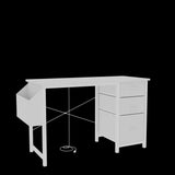 47.3"office desk with power outlet,3 drawers,Side Pocket, Study Desk Easy to Assemble,Frame stability Reversible for home desk, company computer desk, game table,Vanity table, white