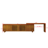 63" Mid-Century Modern Extendable TV Stand for TVs up to 75", Media Console TV Cabinet for Living Room, Farmhouse Entertainment Cabinet with Storage & Adjustable Panel