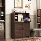 Desk Cabinet, with Storage Drawer & Shelves, Fold-up Desktop, Ideal for Home, Office, Kitchen storage organizer, Dormitory, Small Spaces W31.49"xD13.78"xH47.2"