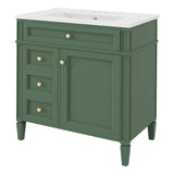 30'' Bathroom Vanity with Top Sink, Modern Bathroom Storage Cabinet with 2 Drawers and a Tip-out Drawer, Single Sink Bathroom Vanity