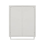 23.62"Glass Doors Modern Two-door Wall Cabinet with Featuring Two-tier Enclosed Storage, an Open Shelf, and Towel Rack, for Entryway Living Room Bathroom Dining Room