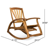 Outdoor Acacia wood Rocking Chair with Retractable foot panel,Rocker Patio Rocking Chair for Porch, Patio, Balcony,