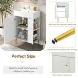 21.6" White Bathroom vanity, Combo Cabinet, Bathroom Storage Cabinet, Single Ceramic Sink, Right Side Storage