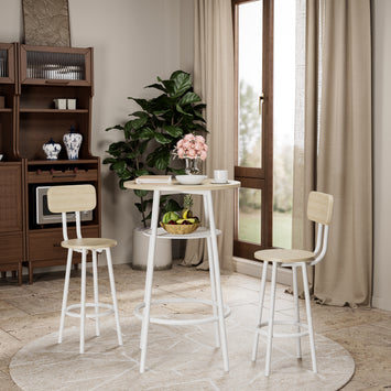 Bar table, equipped with 2 bar stools , with backrest and partition