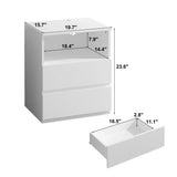 (Set of 2)End Table with Fast USB C Charging Station, Sofa Side Table with 2 Drawers, Large Storage Modern Wood Storage Cabinet for Living Room,Bedroom,Office, White
