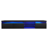 Unique Design TV Stand with 2 Glass Shelves, Ample Storage Space Media Console for TVs Up to 105", Versatile TV Cabinet with LED Color Changing Lights for Living Room, Black (OLD SKU: WF314584AAB)