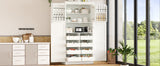 [Assembly Video Provided] TOPMAX 35.5x17.6x70.9inch Freestanding Kitchen Pantry Cabinet, Tall Storage Cabinet with 4 Doors, 2 Door Shelves, 8 Pull-out Trays and Adjustable Shelf for Dining Room, Blue