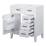 30" Bathroom Vanity without Sink, Cabinet Base Only, Bathroom Cabinet with Drawers, Solid Frame and MDF Board, White
