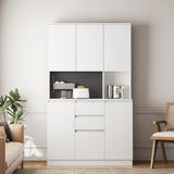 74" Kitchen Pantry Cabinet with Charging Station,Freestanding Buffet Cupboards Sideboard with Drawer,Modern Pantry Cabinet with Microwave Stand for Kitchen,Living Room,Dinning Room
