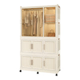 Portable Wardrobe Closet Storage Organizer for Clothes,Clothes Dresser,9 Magnetic Doors-9 Cubes & 1 Hanging Rod,6 pcs hangers , Baby Wardrobe Storage Cabinet,White
