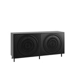 Modern Black Wood Sideboard Buffet Accent Bedroom Media Hallway Curio Kitchen Hutch Storage Cabinet Home Furniture For Dining Room,Living Room,Kitchen(BLACK)