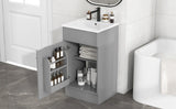 [Video] 18" Bathroom Vanity with Sink, Vanity Cabinet with Door Shelf and Adjustable Shelf, Grey