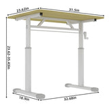 Adjustable study desk suitable for children and adults, height-adjustable, multifunctional home office desk, compact design, desktop dimensions: 60cm × 80cm, white frame with natural wood-colored tabl