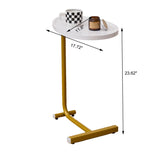 2-pieces White C-shaped Side Table, C Shaped End Table, Side Table for Couch and Bed, Small Side Table for Small Spaces