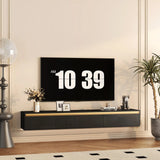 Floating TV Stand, Wall Mounted TV Shelf with Led Lights & Power OutletTV Cabinet for Black tv Stands for Living Room